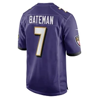 Maillot de joueur jeu Nike Rashod Bateman violet Baltimore Ravens pour hommes