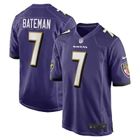 Maillot de joueur jeu Nike Rashod Bateman violet Baltimore Ravens pour hommes