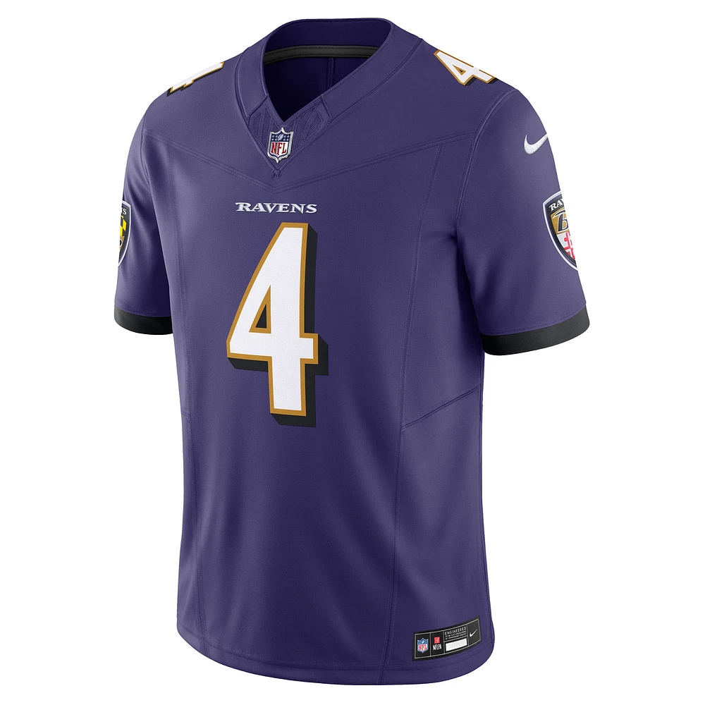 Men's Nike Zay Flowers Purple Baltimore Ravens Vapor F.U.S.E. Limited Jersey