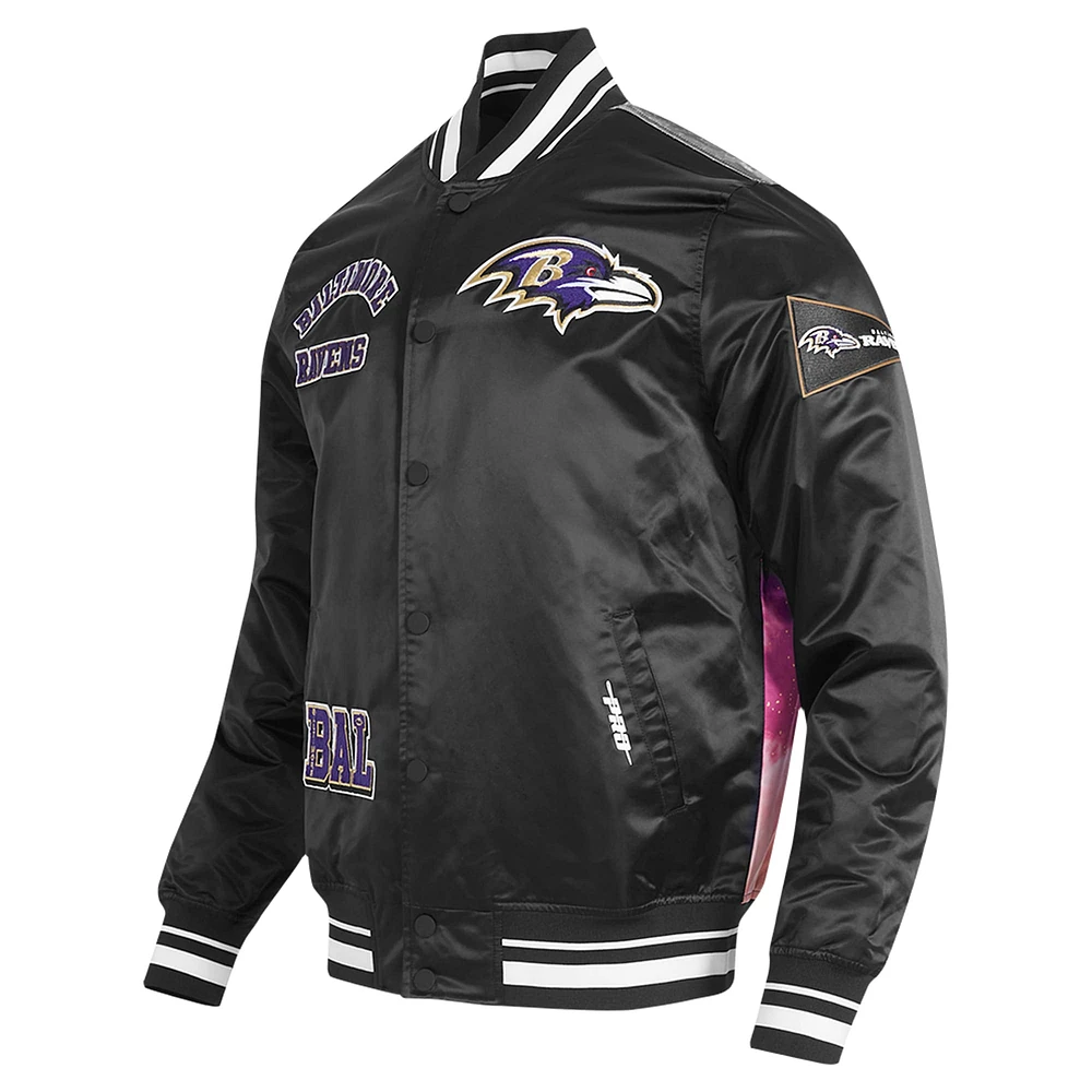 Men's Pro Standard Black Baltimore Ravens Sublimated Satin Full-Snap Jacket