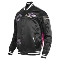 Men's Pro Standard Black Baltimore Ravens Sublimated Satin Full-Snap Jacket