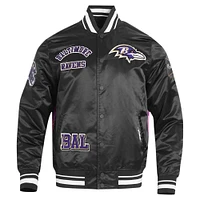 Men's Pro Standard Black Baltimore Ravens Sublimated Satin Full-Snap Jacket