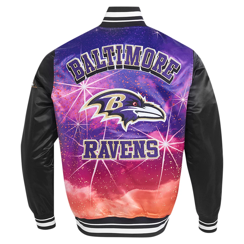 Men's Pro Standard Black Baltimore Ravens Sublimated Satin Full-Snap Jacket
