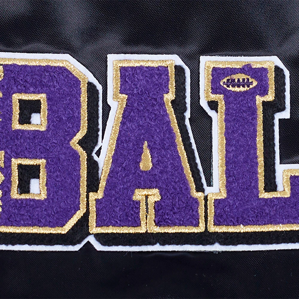 Men's Pro Standard Black Baltimore Ravens Sublimated Satin Full-Snap Jacket