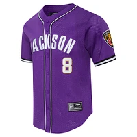 Men's Pro Standard Lamar Jackson Purple Baltimore Ravens Mesh Button-Up Baseball Jersey