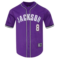 Men's Pro Standard Lamar Jackson Purple Baltimore Ravens Mesh Button-Up Baseball Jersey