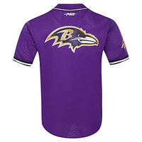 Men's Pro Standard Lamar Jackson Purple Baltimore Ravens Mesh Button-Up Baseball Jersey
