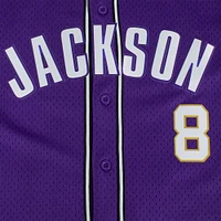 Men's Pro Standard Lamar Jackson Purple Baltimore Ravens Mesh Button-Up Baseball Jersey