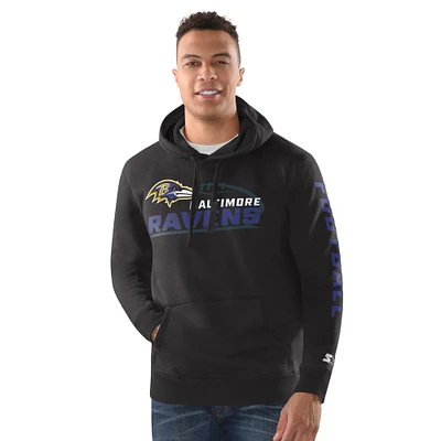 Men's Starter Black Baltimore Ravens Vintage Pullover Hoodie