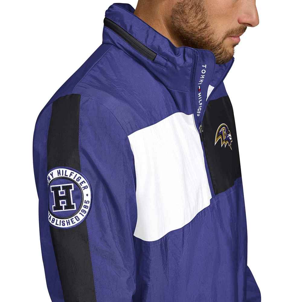 Men's Tommy Hilfiger Purple Baltimore Ravens Gael Lightweight Half-Zip Pullover Hoodie Jacket