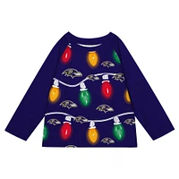 Preschool Baltimore Ravens Two-Piece Garland Holiday Long Sleeve Pajama Set