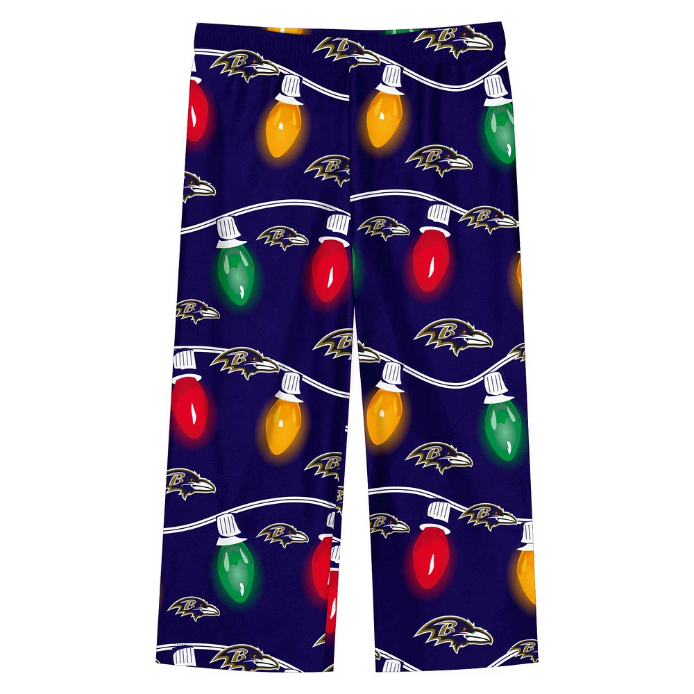Preschool Baltimore Ravens Two-Piece Garland Holiday Long Sleeve Pajama Set