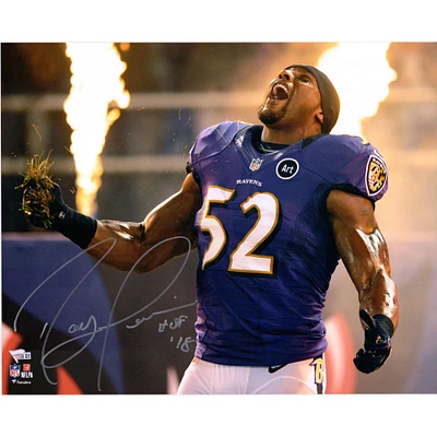 Ray Lewis Baltimore Ravens Autographed 16" x 20" Introduction Photograph with "HOF 18" Inscription