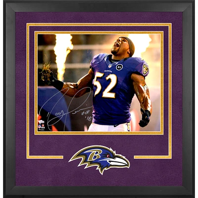 Ray Lewis Baltimore Ravens Autographed Framed 16" x 20" Introduction Photograph with "HOF '18" Inscription