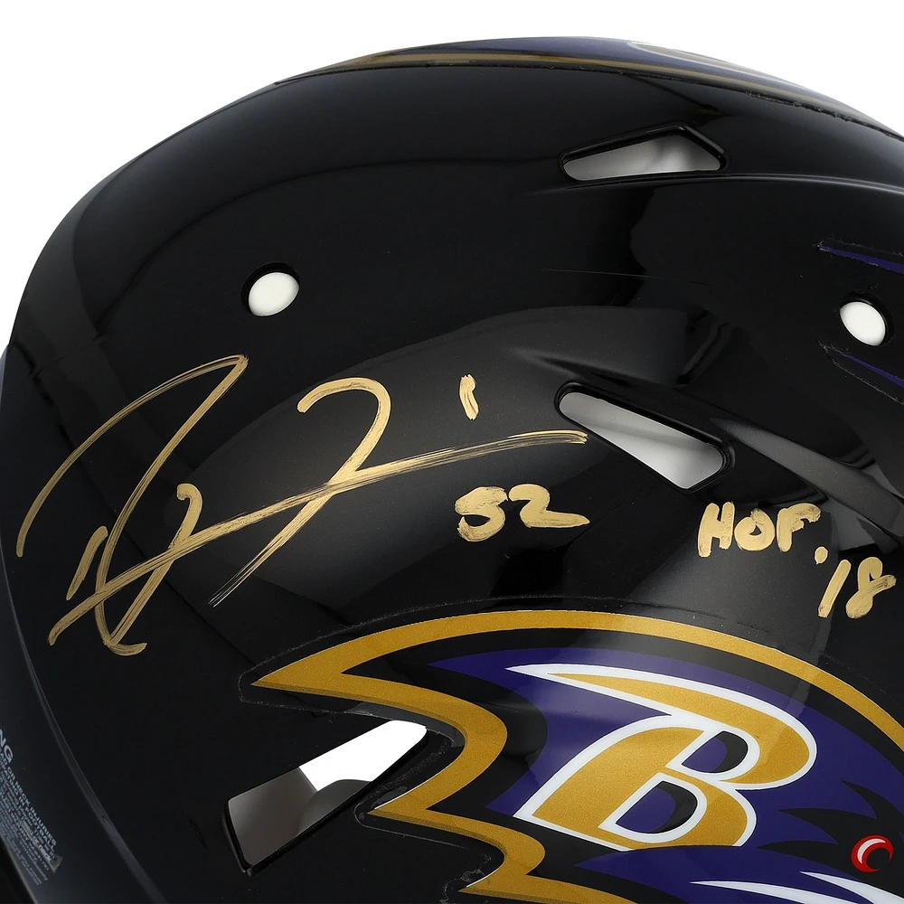 Ray Lewis Baltimore Ravens Autographed Riddell Speed Authentic Helmet with Gold Signature and "HOF 18" Inscription