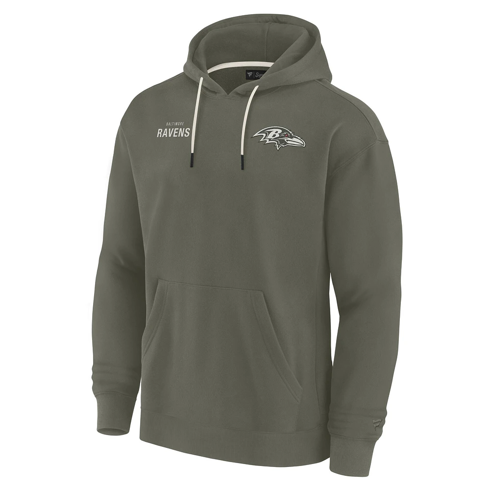 Unisex Fanatics Olive Baltimore Ravens Elements Super Soft Fleece Pullover Hoodie