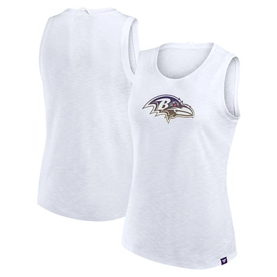 Débardeur Fanatics blanc pour femme Baltimore Ravens Slub