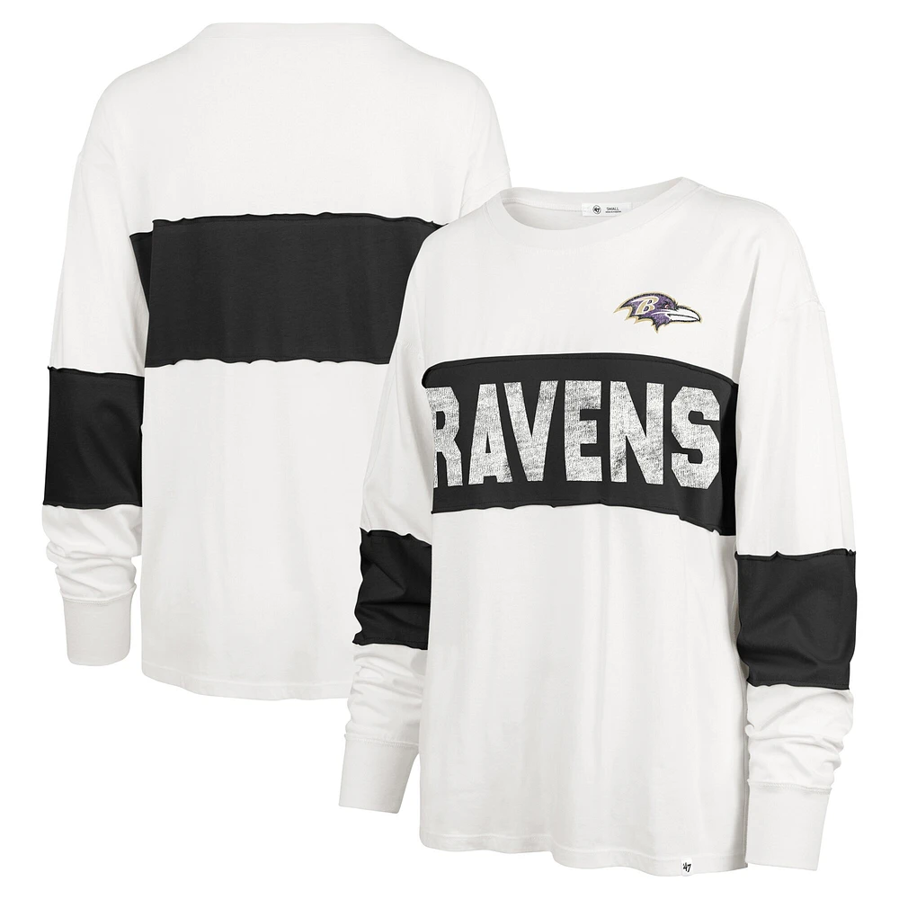 T-shirt à manches longues Taylor '47 Cream Baltimore Ravens Clubhouse Pride pour femme