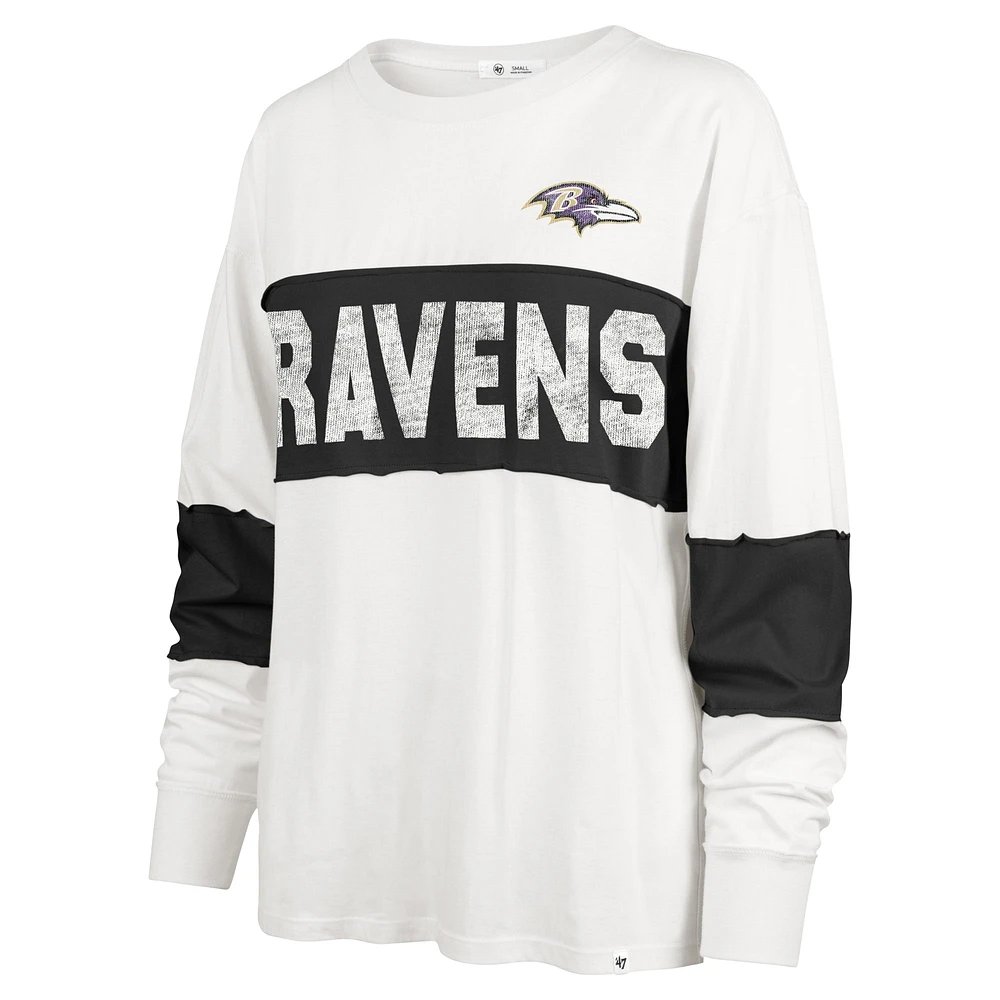T-shirt à manches longues Taylor '47 Cream Baltimore Ravens Clubhouse Pride pour femme