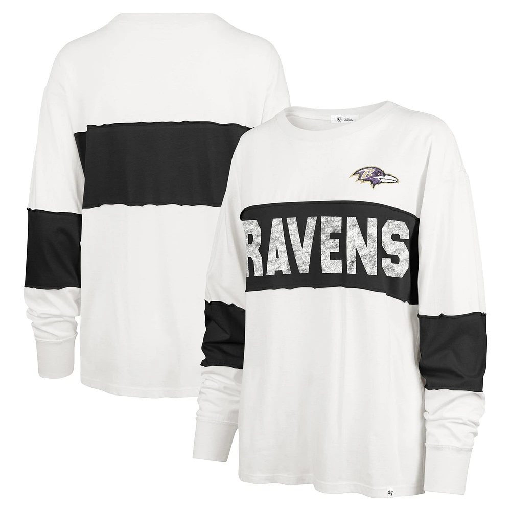 T-shirt à manches longues Taylor '47 Cream Baltimore Ravens Clubhouse Pride pour femme
