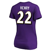 Women's Derrick Henry Purple Baltimore Ravens Plus Fair Catch Name & Number Scoop Neck T-Shirt
