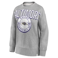 Women's Fanatics Heathered Gray Baltimore Ravens Jump Distribution Tri-Blend Pullover Sweatshirt