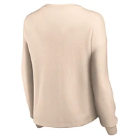 Women's Fanatics Tan Baltimore Ravens Go For It Notch Neck Waffle Knit Lightweight Long Sleeve T-Shirt