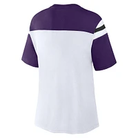 Women's Fanatics White/Purple Baltimore Ravens Cheer Chant Fashion Crop Top