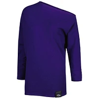 Women's KIYA TOMLIN Purple Baltimore Ravens Twisted Tri-Blend Asymmetrical 3/4-Dolman Sleeve Sweatshirt