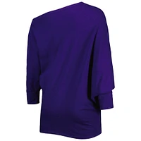 Women's KIYA TOMLIN Purple Baltimore Ravens Twisted Tri-Blend Asymmetrical 3/4-Dolman Sleeve Sweatshirt