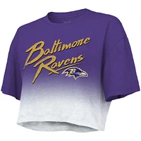 Haut court Majestic Threads Lamar Jackson violet/blanc Baltimore Ravens Dip-Dye nom et numéro du joueur pour femmes