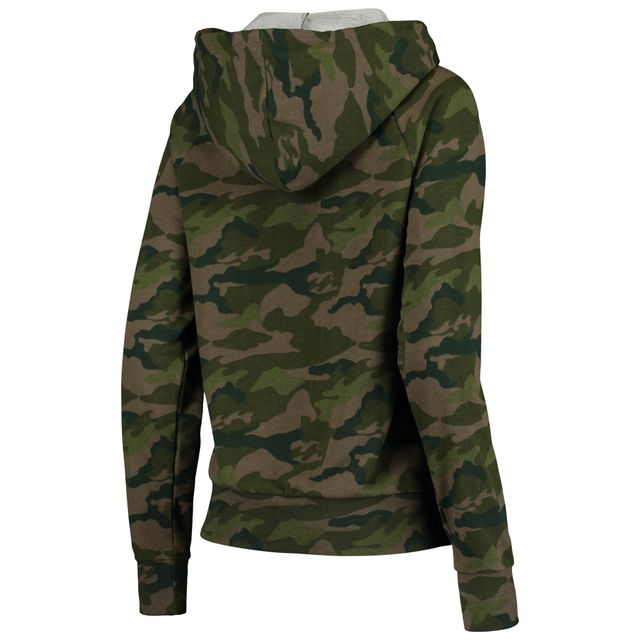 Sweat à capuche raglan entièrement zippé New Era Camo Baltimore Ravens pour femme