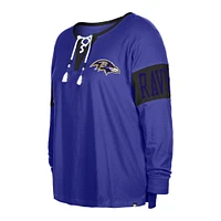 T-shirt à manches longues et col cranté pour femme Baltimore Ravens New Era violet