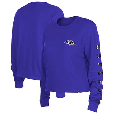 T-shirt court à manches longues Thermal Baltimore Ravens pour femme New Era violet