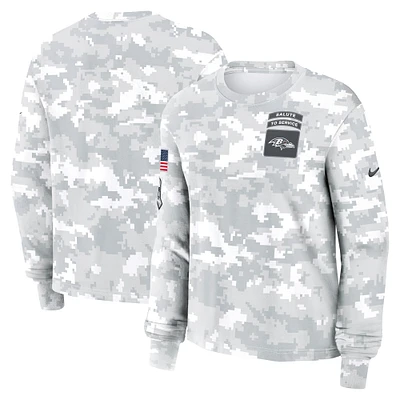 Women's Nike Arctic Camo Baltimore Ravens 2024 Salute To Service Performance Long Sleeve T-Shirt