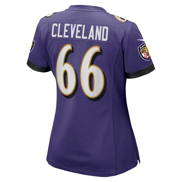 Maillot de match Nike Ben Cleveland violet Baltimore Ravens pour femme