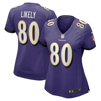 Maillot de match joueur des Ravens Baltimore Nike Isaiah Likely violet pour femme