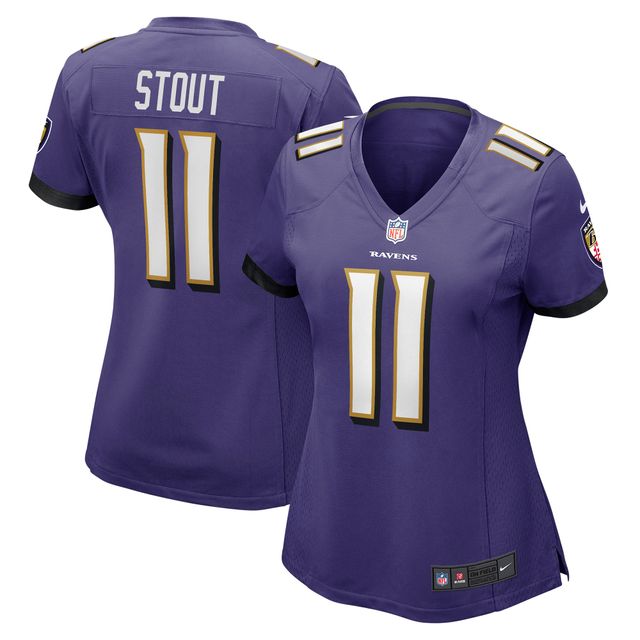 Maillot de match joueur Nike Jordan Stout violet Baltimore Ravens pour femme