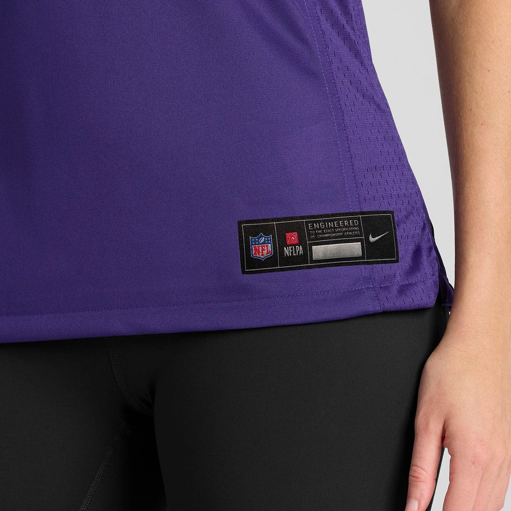 Maillot de match joueur Nike Jordan Stout violet Baltimore Ravens pour femme
