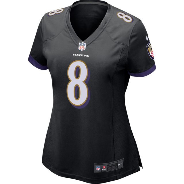 Maillot de match Nike Lamar Jackson noir Baltimore Ravens pour femme