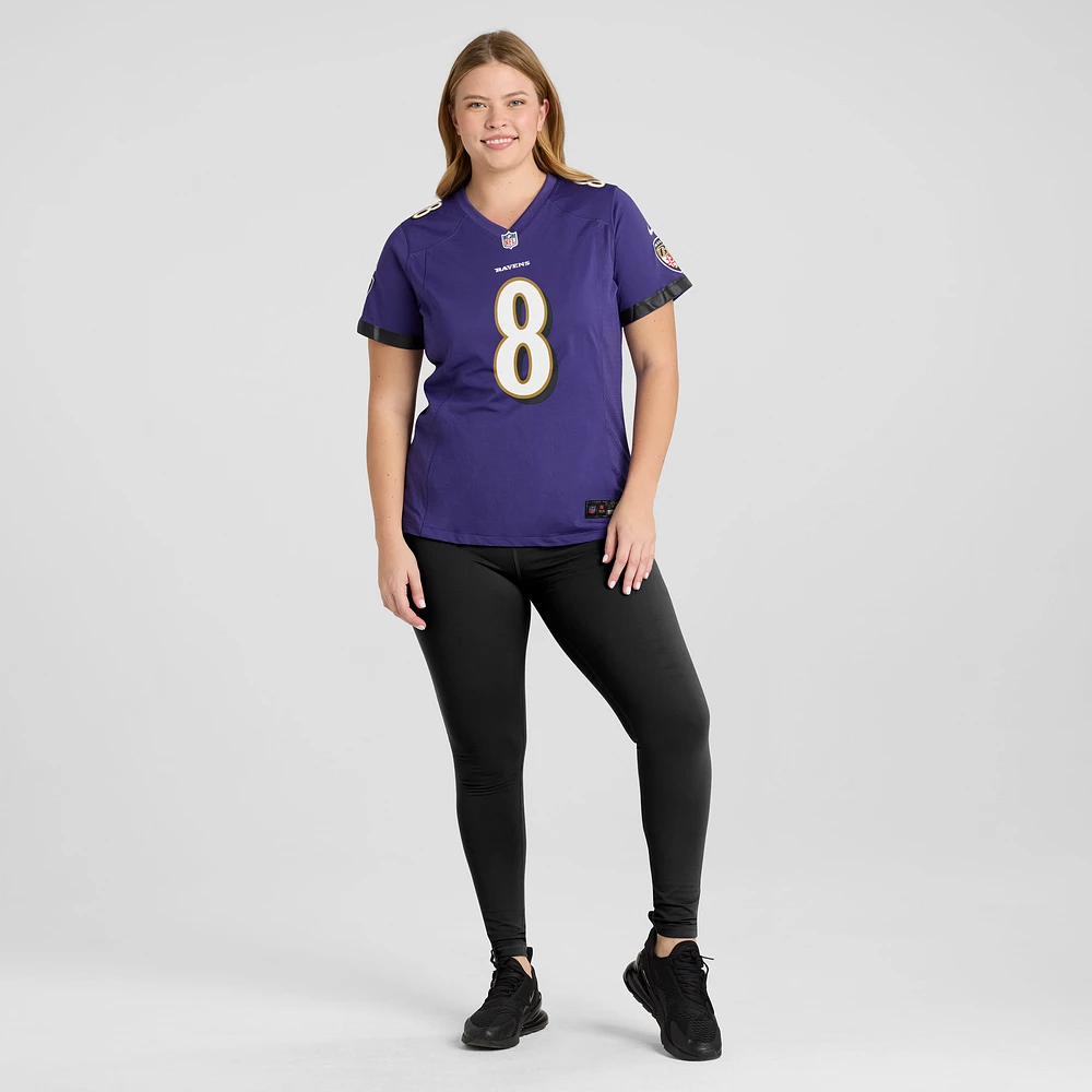 Maillot de match Nike Lamar Jackson violet Baltimore Ravens pour femme