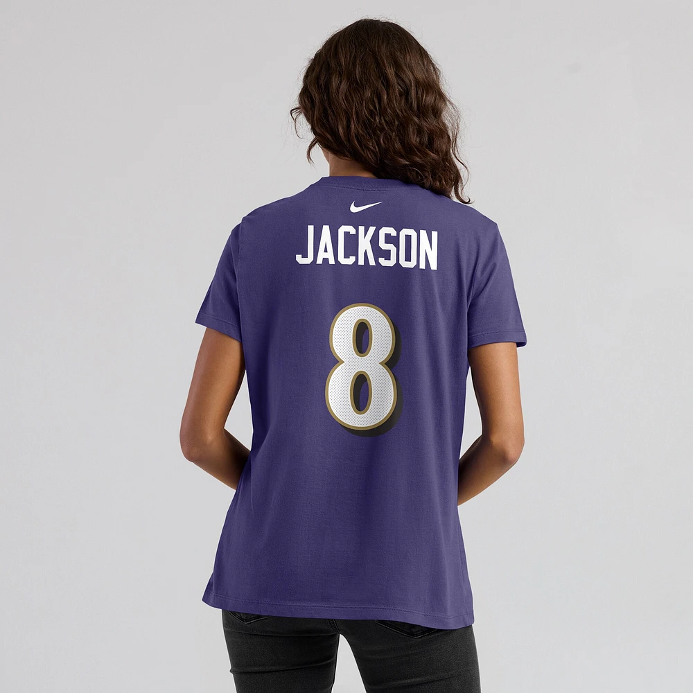 Women's Nike Lamar Jackson Purple Baltimore Ravens Name & Number T-Shirt