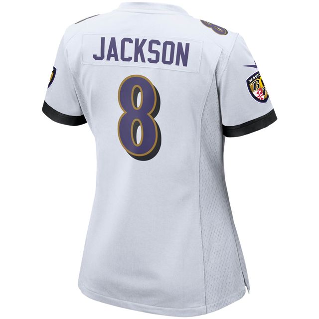Maillot de match Nike Lamar Jackson blanc Baltimore Ravens pour femme