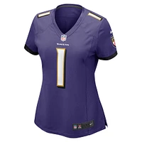Women's Nike Number 1 Bride Purple Baltimore Ravens Game Jersey