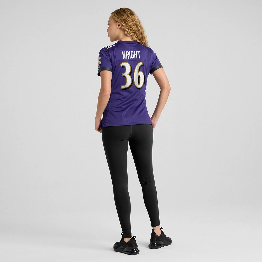 Women's Nike Owen Wright  Purple Baltimore Ravens Game Jersey