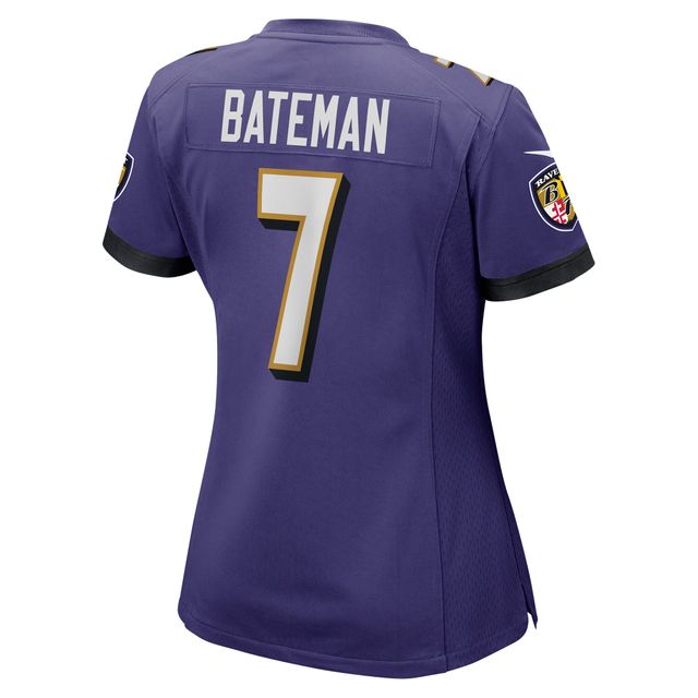 Maillot de match Nike Rashod Bateman violet des Ravens Baltimore pour femme