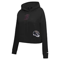 Women's Pro Standard Black Baltimore Ravens Jeweled Cropped Pullover Hoodie