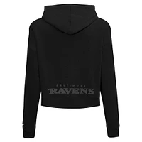 Women's Pro Standard Black Baltimore Ravens Jeweled Cropped Pullover Hoodie