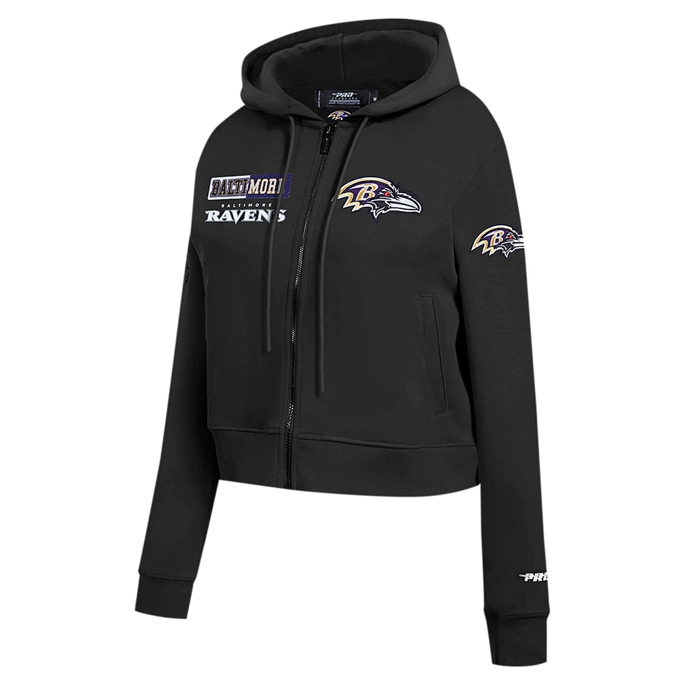 Women's Pro Standard Black Baltimore Ravens Split Logo Full-Zip Hoodie