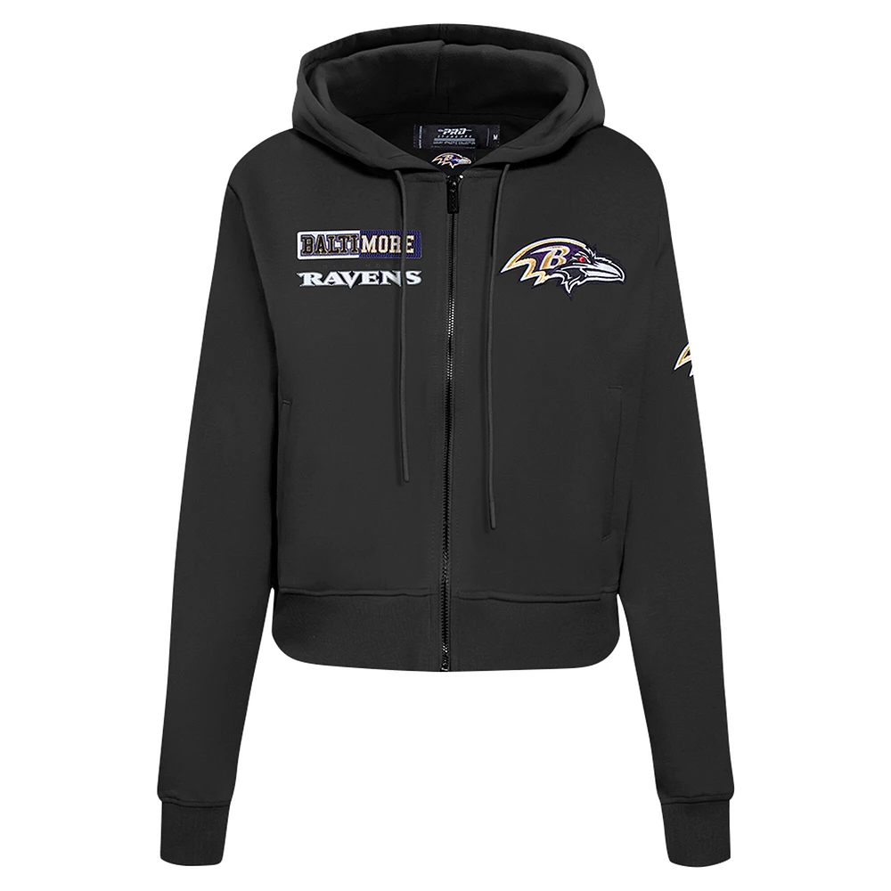 Women's Pro Standard Black Baltimore Ravens Split Logo Full-Zip Hoodie
